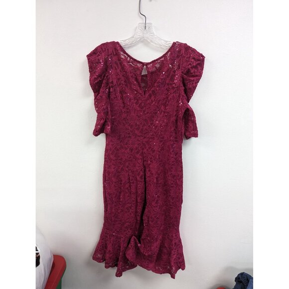 Candalite Size M Midi Dress Pink Sequins Gathered Sleeves Lined - Picture 3 of 5